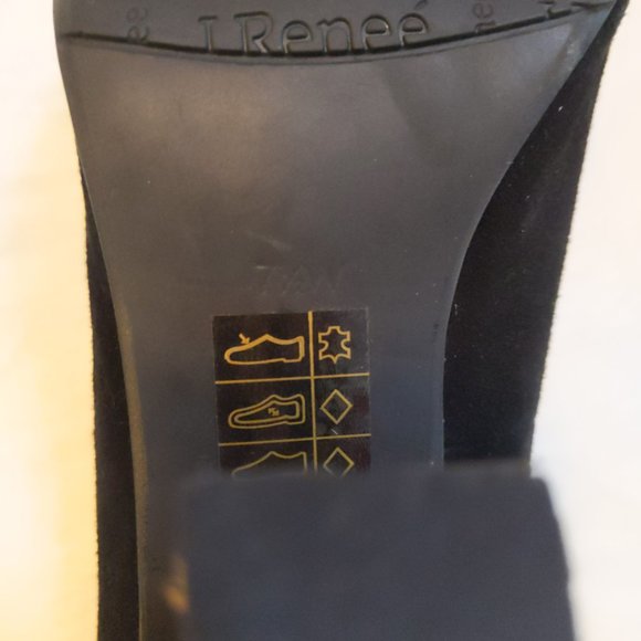 J. Renee Black Suede Leopard Print Block Heels Size 7.5 Wide Width - Picture 8 of 9